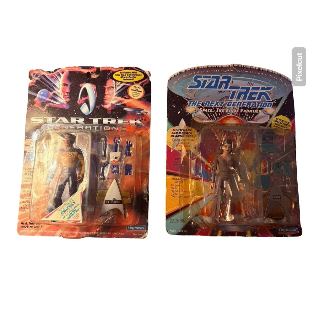 Star Trek Geordi La Forge Deanna Troi Action Figures Lot 2 New Other
